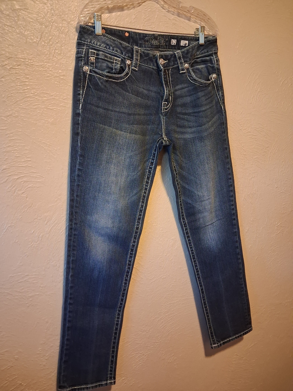 Miss Me Straight Leg Dark Blue Jeans